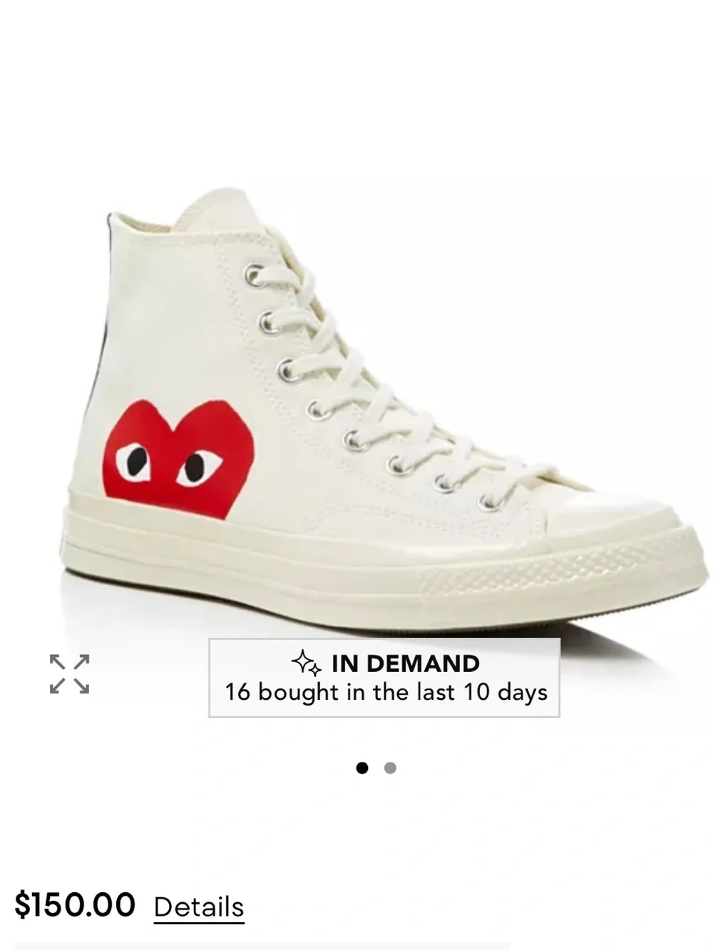 Comme Des Garcons PLAY × Converse Unisex Chuck Taylor High Top Sneakers 9